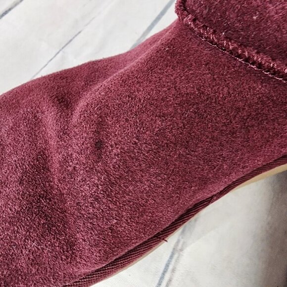 UGG Koolaburra Suede Leather Shearling Fur Lined Winter Boots Cranberry Size 4 - Picture 15 of 15